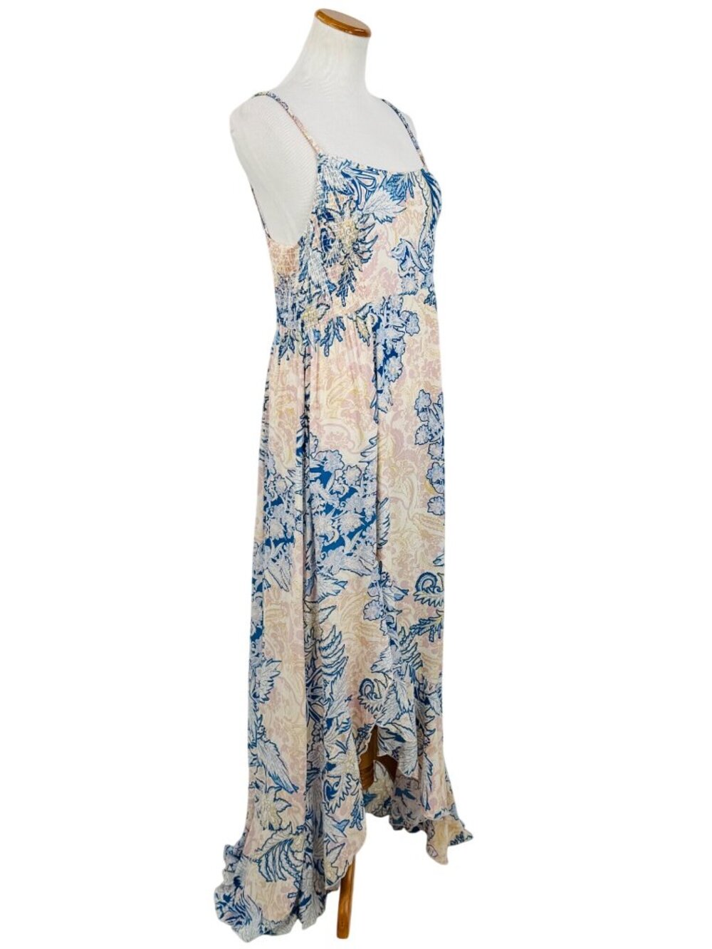 NWT Free People Blue Cream Floral Print Maxi Slip Dress L | Coastal Cowgirl Boho - Picture 12 of 16